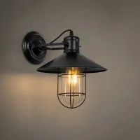 GLOBOSTAR® CELL 01118 Vintage Φωτιστικό Τοίχου - Απλίκα με Ντουί 1 x E27 AC 220-240V IP20 - Μαύρο - Μ33 x Π27 x Υ33cm