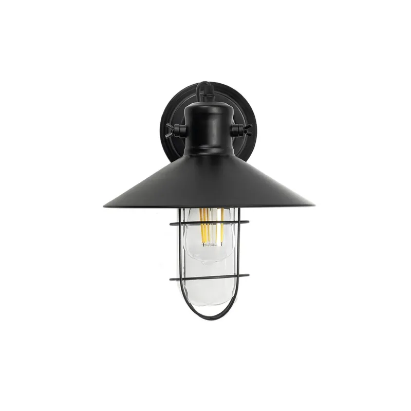 GLOBOSTAR® CELL 01118 Vintage Φωτιστικό Τοίχου - Απλίκα με Ντουί 1 x E27 AC 220-240V IP20 - Μαύρο - Μ33 x Π27 x Υ33cm