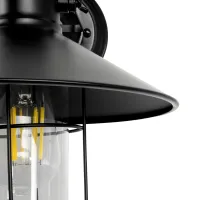 GLOBOSTAR® CELL 01118 Vintage Φωτιστικό Τοίχου - Απλίκα με Ντουί 1 x E27 AC 220-240V IP20 - Μαύρο - Μ33 x Π27 x Υ33cm