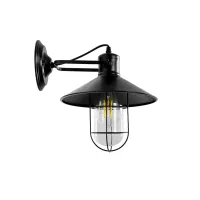 GLOBOSTAR® CELL 01118 Vintage Φωτιστικό Τοίχου - Απλίκα με Ντουί 1 x E27 AC 220-240V IP20 - Μαύρο - Μ33 x Π27 x Υ33cm