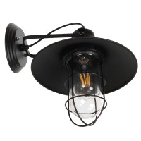 GLOBOSTAR® CELL 01118 Vintage Φωτιστικό Τοίχου - Απλίκα με Ντουί 1 x E27 AC 220-240V IP20 - Μαύρο - Μ33 x Π27 x Υ33cm