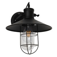 GLOBOSTAR® CELL 01118 Vintage Φωτιστικό Τοίχου - Απλίκα με Ντουί 1 x E27 AC 220-240V IP20 - Μαύρο - Μ33 x Π27 x Υ33cm