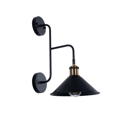 GLOBOSTAR® MAGEOR 01120 Vintage Φωτιστικό Τοίχου - Απλίκα με Ντουί 1 x E27 AC 220-240V IP20 - Μαύρο & Χρυσό - Μ22 x Π30 x Υ40cm