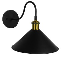 GLOBOSTAR® ANBET 01121 Vintage Φωτιστικό Τοίχου - Απλίκα με Ντουί 1 x E27 AC 220-240V IP20 - Μαύρο & Χρυσό - Μ26 x Π38 x Υ27cm