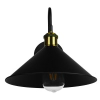 GLOBOSTAR® ANBET 01121 Vintage Φωτιστικό Τοίχου - Απλίκα με Ντουί 1 x E27 AC 220-240V IP20 - Μαύρο & Χρυσό - Μ26 x Π38 x Υ27cm