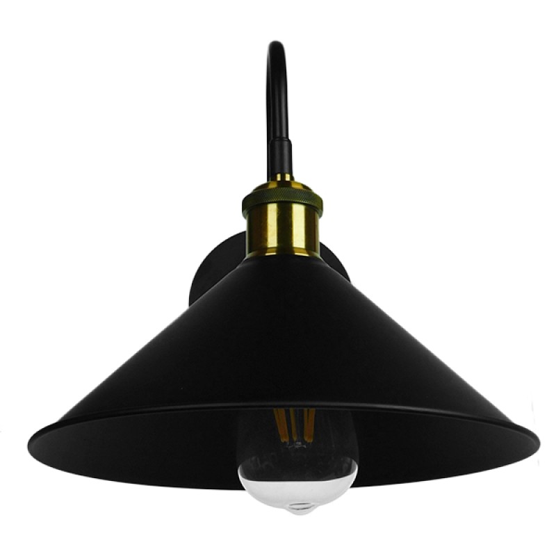 GLOBOSTAR® ANBET 01121 Vintage Φωτιστικό Τοίχου - Απλίκα με Ντουί 1 x E27 AC 220-240V IP20 - Μαύρο & Χρυσό - Μ26 x Π38 x Υ27cm