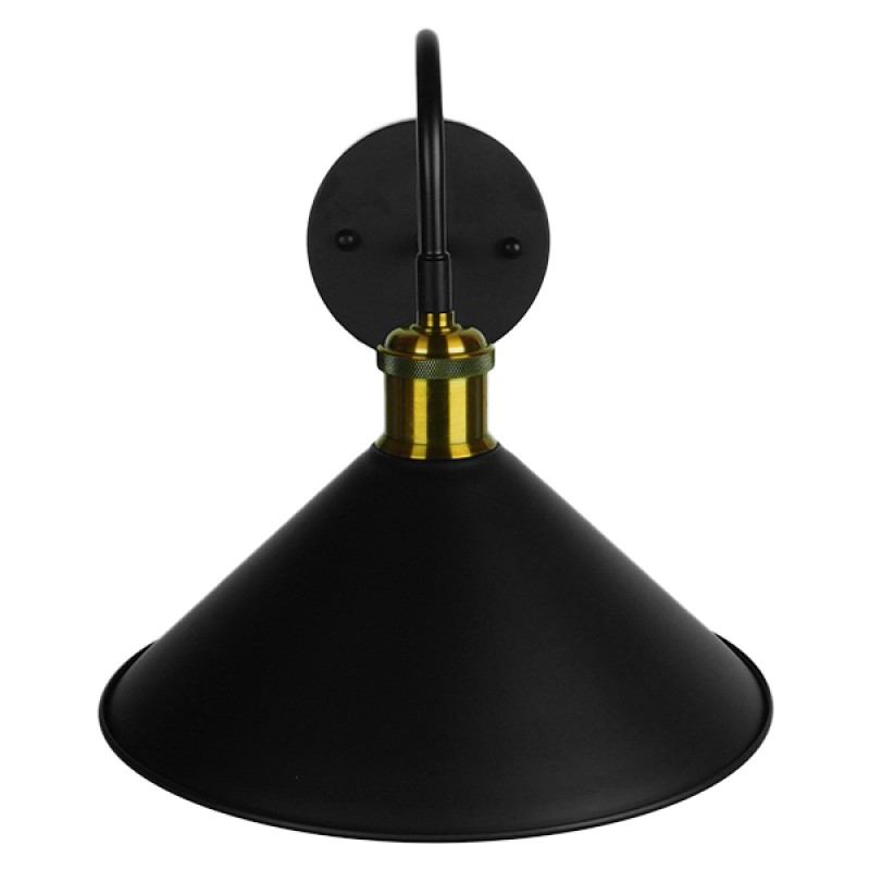 GLOBOSTAR® ANBET 01121 Vintage Φωτιστικό Τοίχου - Απλίκα με Ντουί 1 x E27 AC 220-240V IP20 - Μαύρο & Χρυσό - Μ26 x Π38 x Υ27cm