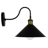 GLOBOSTAR® ANBET 01121 Vintage Φωτιστικό Τοίχου - Απλίκα με Ντουί 1 x E27 AC 220-240V IP20 - Μαύρο & Χρυσό - Μ26 x Π38 x Υ27cm