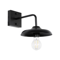 GLOBOSTAR® PHIA 01122 Vintage Φωτιστικό Τοίχου - Απλίκα με Ντουί 1 x E27 AC 220-240V IP20 - Μαύρο - Μ18.5 x Π29 x Υ18cm