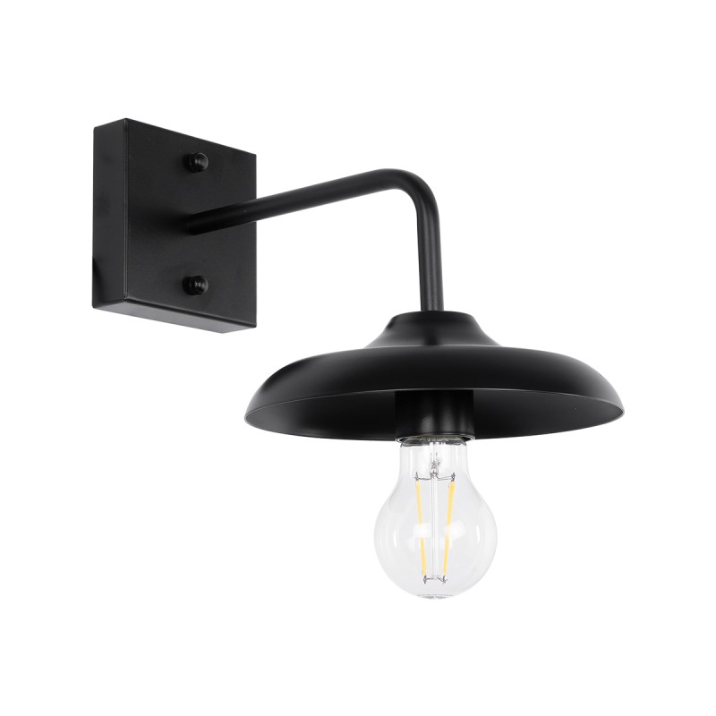 GLOBOSTAR® PHIA 01122 Vintage Φωτιστικό Τοίχου - Απλίκα με Ντουί 1 x E27 AC 220-240V IP20 - Μαύρο - Μ18.5 x Π29 x Υ18cm
