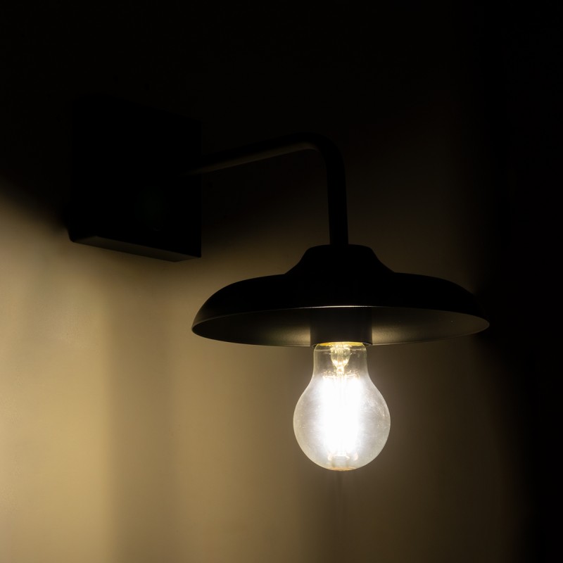 GLOBOSTAR® PHIA 01122 Vintage Φωτιστικό Τοίχου - Απλίκα με Ντουί 1 x E27 AC 220-240V IP20 - Μαύρο - Μ18.5 x Π29 x Υ18cm