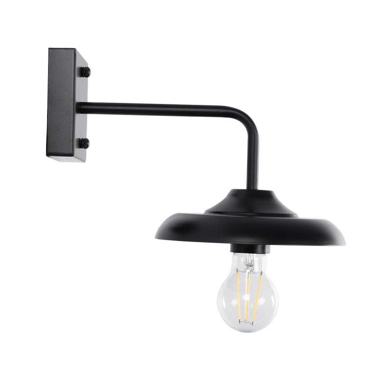 GLOBOSTAR® PHIA 01122 Vintage Φωτιστικό Τοίχου - Απλίκα με Ντουί 1 x E27 AC 220-240V IP20 - Μαύρο - Μ18.5 x Π29 x Υ18cm