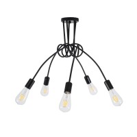 GLOBOSTAR® PAULELI 01127 Μοντέρνο Φωτιστικό Οροφής με Ντουί 5 x E27 AC 220-240V IP20 - Μαύρο - Μ76 x Π76 x Υ45cm