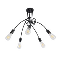 GLOBOSTAR® PAULELI 01127 Μοντέρνο Φωτιστικό Οροφής με Ντουί 5 x E27 AC 220-240V IP20 - Μαύρο - Μ76 x Π76 x Υ45cm
