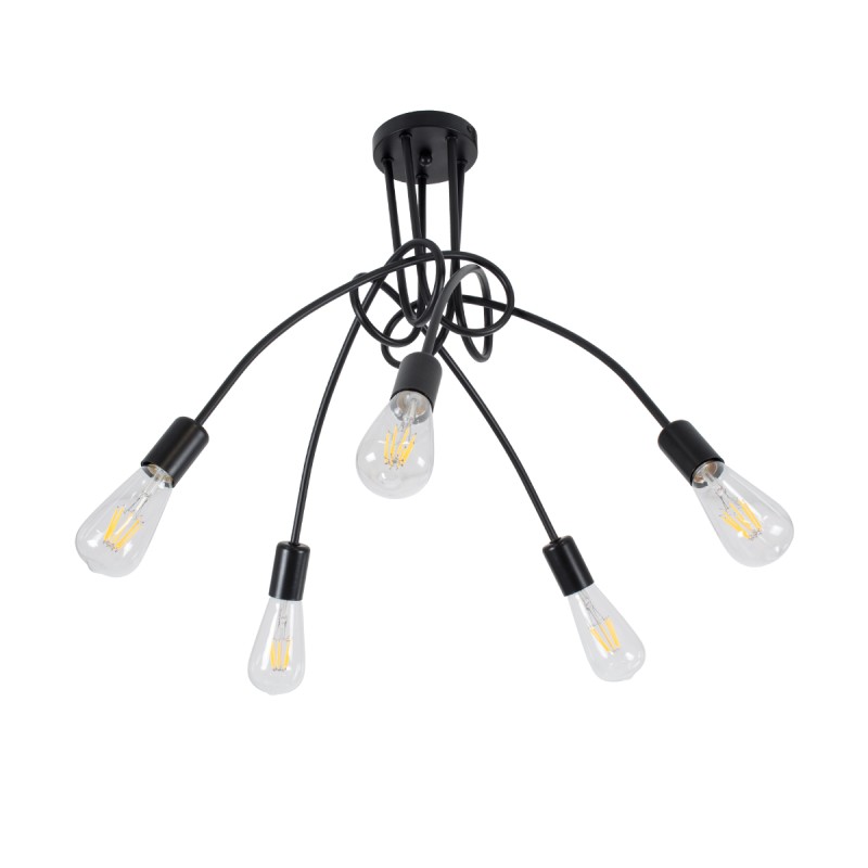 GLOBOSTAR® PAULELI 01127 Μοντέρνο Φωτιστικό Οροφής με Ντουί 5 x E27 AC 220-240V IP20 - Μαύρο - Μ76 x Π76 x Υ45cm