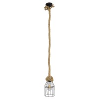 GLOBOSTAR® LAICO 01129 Vintage Κρεμαστό Φωτιστικό Οροφής με Ντουί 1 x E27 AC 220-240V IP20 - Μπρούτζινο & Μπεζ - Μ12 x Π12 x Υ100cm