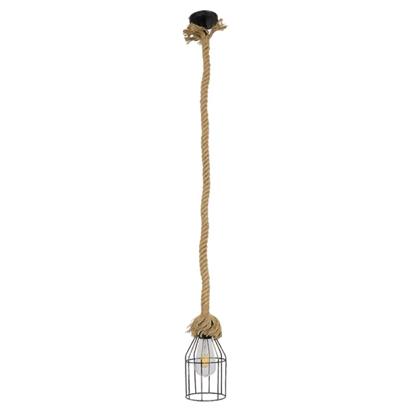 GLOBOSTAR® LAICO 01129 Vintage Κρεμαστό Φωτιστικό Οροφής με Ντουί 1 x E27 AC 220-240V IP20 - Μπρούτζινο & Μπεζ - Μ12 x Π12 x Υ100cm