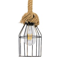 GLOBOSTAR® LAICO 01129 Vintage Κρεμαστό Φωτιστικό Οροφής με Ντουί 1 x E27 AC 220-240V IP20 - Μπρούτζινο & Μπεζ - Μ12 x Π12 x Υ100cm