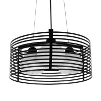 GLOBOSTAR® KEVIA 01150 Μοντέρνο Κρεμαστό Φωτιστικό Οροφής με Ντουί 3 x E27 AC 220-240V IP20 - Μαύρο & Λευκό - Μ40 x Π40 x Υ17.5cm
