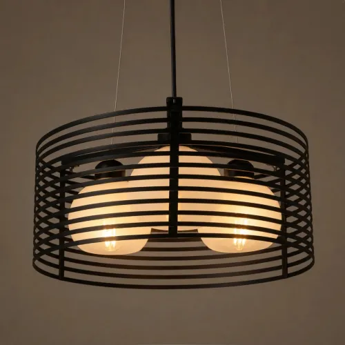 GLOBOSTAR® KEVIA 01150 Μοντέρνο Κρεμαστό Φωτιστικό Οροφής με Ντουί 3 x E27 AC 220-240V IP20 - Μαύρο & Λευκό - Μ40 x Π40 x Υ22cm