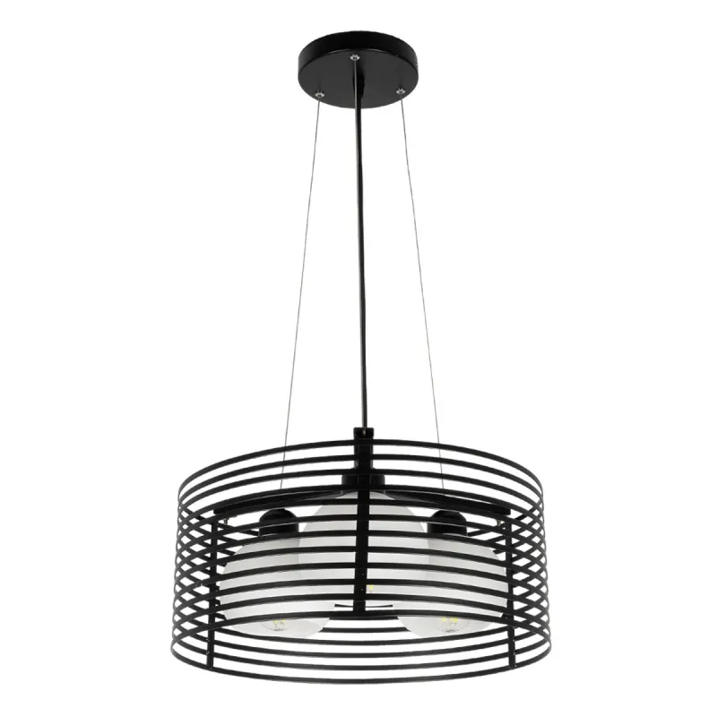 GLOBOSTAR® KEVIA 01150 Μοντέρνο Κρεμαστό Φωτιστικό Οροφής με Ντουί 3 x E27 AC 220-240V IP20 - Μαύρο & Λευκό - Μ40 x Π40 x Υ17.5cm