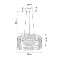 GLOBOSTAR® KEVIA 01150 Μοντέρνο Κρεμαστό Φωτιστικό Οροφής με Ντουί 3 x E27 AC 220-240V IP20 - Μαύρο & Λευκό - Μ40 x Π40 x Υ17.5cm