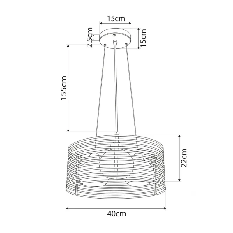 GLOBOSTAR® KEVIA 01150 Μοντέρνο Κρεμαστό Φωτιστικό Οροφής με Ντουί 3 x E27 AC 220-240V IP20 - Μαύρο & Λευκό - Μ40 x Π40 x Υ17.5cm