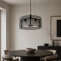 GLOBOSTAR® KEVIA 01150 Μοντέρνο Κρεμαστό Φωτιστικό Οροφής με Ντουί 3 x E27 AC 220-240V IP20 - Μαύρο & Λευκό - Μ40 x Π40 x Υ17.5cm