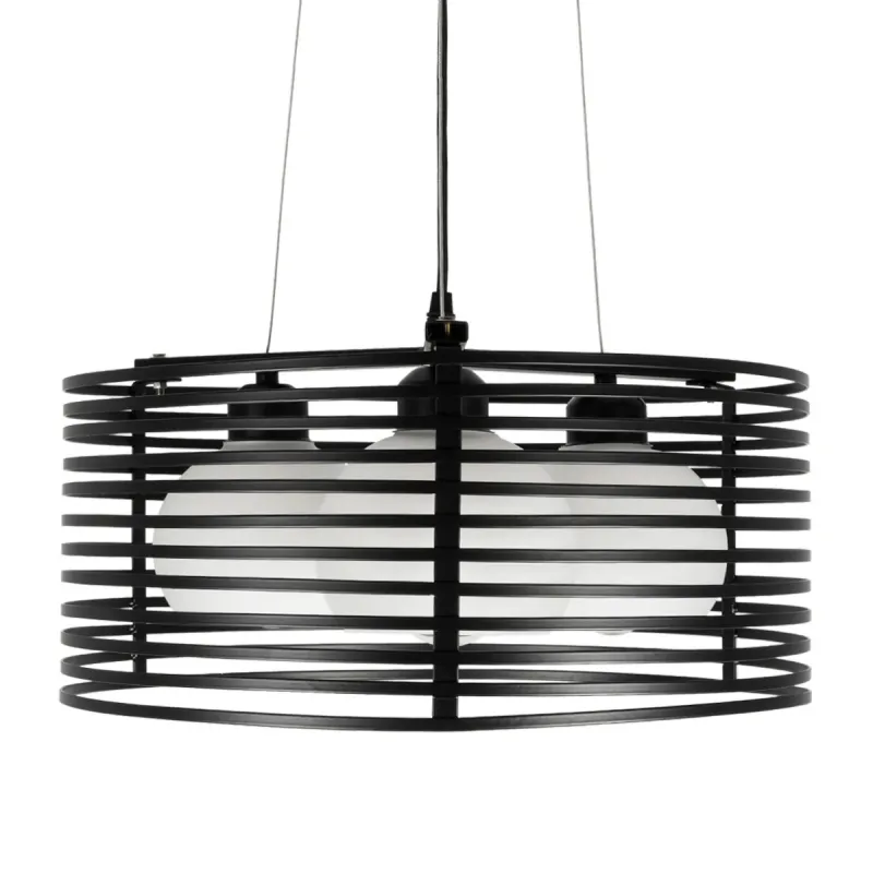 GLOBOSTAR® KEVIA 01150 Μοντέρνο Κρεμαστό Φωτιστικό Οροφής με Ντουί 3 x E27 AC 220-240V IP20 - Μαύρο & Λευκό - Μ40 x Π40 x Υ17.5cm