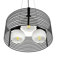 GLOBOSTAR® KEVIA 01150 Μοντέρνο Κρεμαστό Φωτιστικό Οροφής με Ντουί 3 x E27 AC 220-240V IP20 - Μαύρο & Λευκό - Μ40 x Π40 x Υ17.5cm