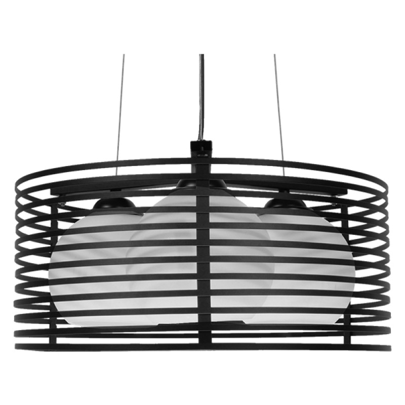 GLOBOSTAR® KEVIA 01150 Μοντέρνο Κρεμαστό Φωτιστικό Οροφής με Ντουί 3 x E27 AC 220-240V IP20 - Μαύρο & Λευκό - Μ40 x Π40 x Υ17.5cm