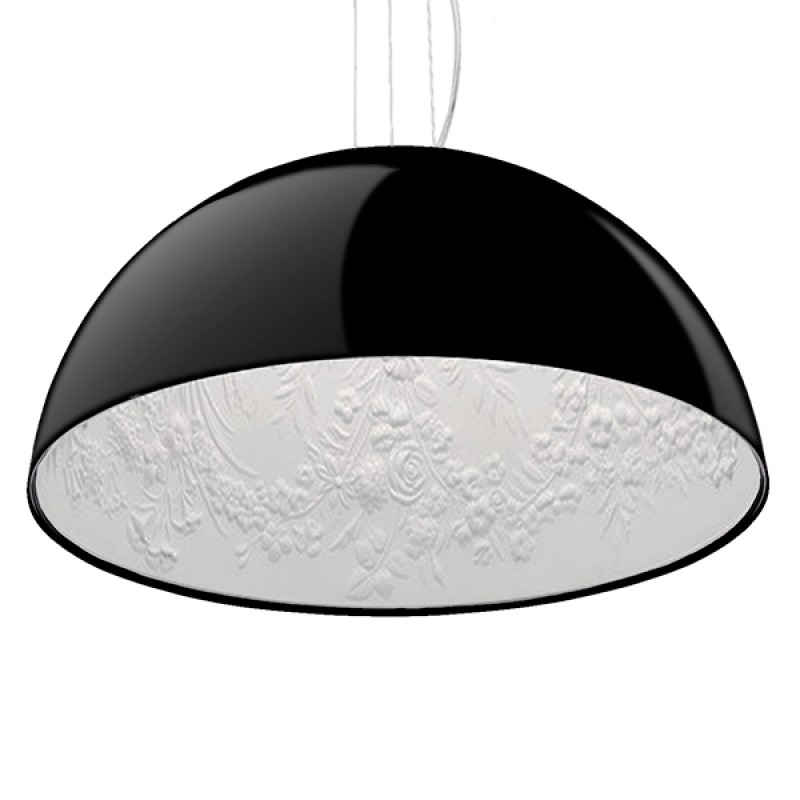 GLOBOSTAR® SERENIA 01151 Μοντέρνο Κρεμαστό Φωτιστικό Οροφής με Ντουί 1 x E27 AC 220-240V IP20 - Μαύρο & Λευκό - Μ40 x Π40 x Υ20cm