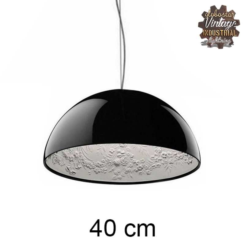 GLOBOSTAR® SERENIA 01151 Μοντέρνο Κρεμαστό Φωτιστικό Οροφής με Ντουί 1 x E27 AC 220-240V IP20 - Μαύρο & Λευκό - Μ40 x Π40 x Υ20cm