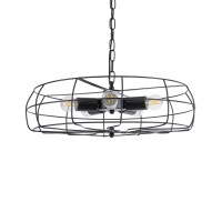 GLOBOSTAR® HELIX 01164 Vintage Κρεμαστό Φωτιστικό Οροφής με Ντουί 5 x E27 AC 220-240V IP20 - Μαύρο - Μ46 x Π46 x Υ13cm