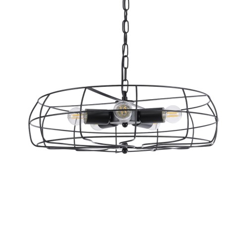 GLOBOSTAR® HELIX 01164 Vintage Κρεμαστό Φωτιστικό Οροφής με Ντουί 5 x E27 AC 220-240V IP20 - Μαύρο - Μ46 x Π46 x Υ13cm