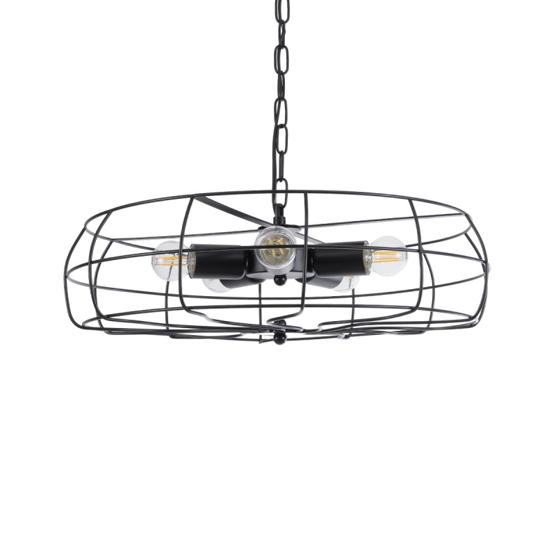 GLOBOSTAR® HELIX 01164 Vintage Κρεμαστό Φωτιστικό Οροφής με Ντουί 5 x E27 AC 220-240V IP20 - Μαύρο - Μ46 x Π46 x Υ13cm