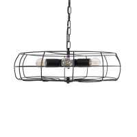 GLOBOSTAR® HELIX 01164 Vintage Κρεμαστό Φωτιστικό Οροφής με Ντουί 5 x E27 AC 220-240V IP20 - Μαύρο - Μ46 x Π46 x Υ13cm