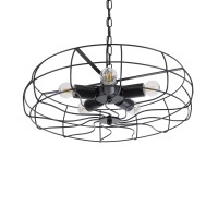 GLOBOSTAR® HELIX 01164 Vintage Κρεμαστό Φωτιστικό Οροφής με Ντουί 5 x E27 AC 220-240V IP20 - Μαύρο - Μ46 x Π46 x Υ13cm