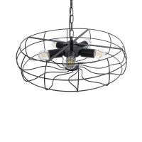 GLOBOSTAR® HELIX 01164 Vintage Κρεμαστό Φωτιστικό Οροφής με Ντουί 5 x E27 AC 220-240V IP20 - Μαύρο - Μ46 x Π46 x Υ13cm