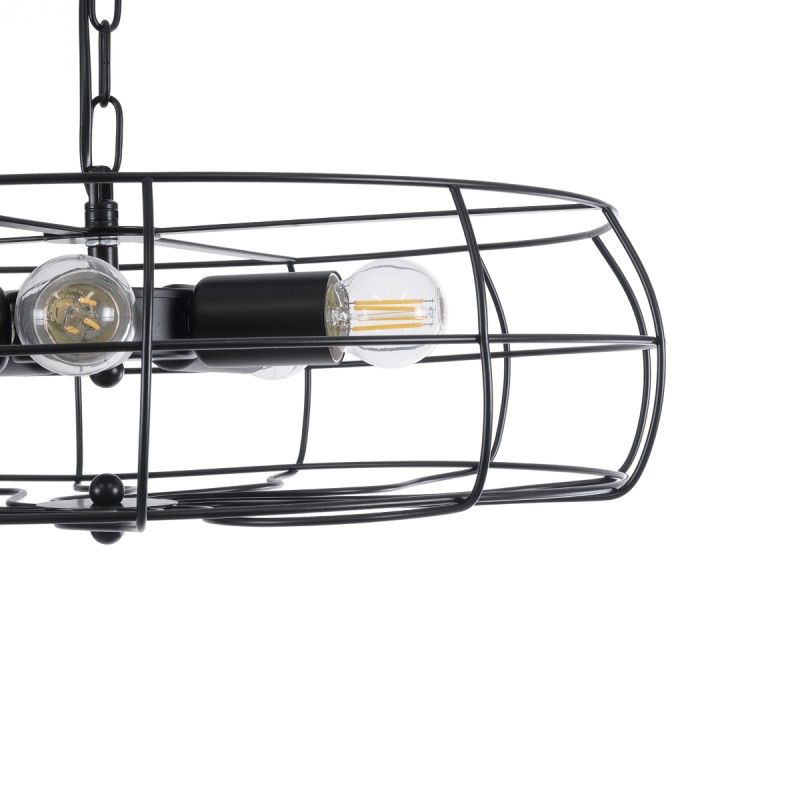 GLOBOSTAR® HELIX 01164 Vintage Κρεμαστό Φωτιστικό Οροφής με Ντουί 5 x E27 AC 220-240V IP20 - Μαύρο - Μ46 x Π46 x Υ13cm