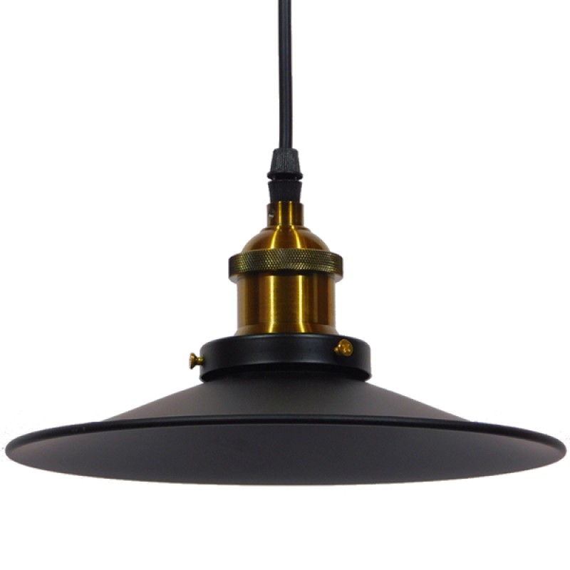 GLOBOSTAR® CARAVEL 01167 Vintage Κρεμαστό Φωτιστικό Οροφής με Ντουί 1 x E27 AC 220-240V IP20 - Μαύρο & Χρυσό - Μ22 x Π22 x Υ13cm