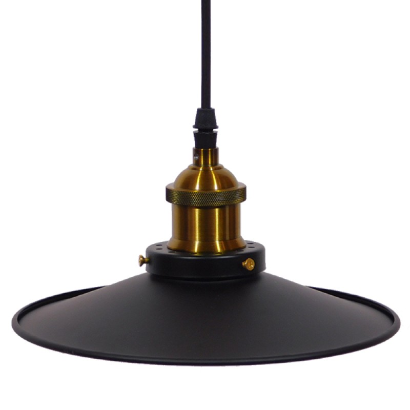 GLOBOSTAR® CARAVEL 01167 Vintage Κρεμαστό Φωτιστικό Οροφής με Ντουί 1 x E27 AC 220-240V IP20 - Μαύρο & Χρυσό - Μ22 x Π22 x Υ13cm