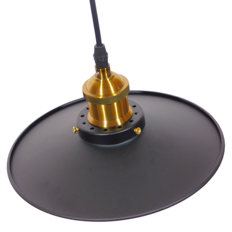 GLOBOSTAR® CARAVEL 01167 Vintage Κρεμαστό Φωτιστικό Οροφής με Ντουί 1 x E27 AC 220-240V IP20 - Μαύρο & Χρυσό - Μ22 x Π22 x Υ13cm