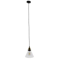GLOBOSTAR® BINGLEY 01169 Vintage Κρεμαστό Φωτιστικό Οροφής με Ντουί 1 x E27 AC 220-240V IP20 - Διάφανο & Χρυσό - Μ18 x Π18 x Υ20cm