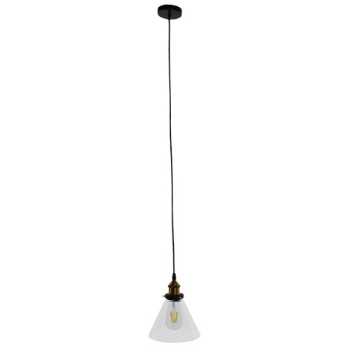 GLOBOSTAR® BINGLEY 01169 Vintage Κρεμαστό Φωτιστικό Οροφής με Ντουί 1 x E27 AC 220-240V IP20 - Διάφανο & Χρυσό - Μ18 x Π18 x Υ20cm