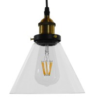 GLOBOSTAR® BINGLEY 01169 Vintage Κρεμαστό Φωτιστικό Οροφής με Ντουί 1 x E27 AC 220-240V IP20 - Διάφανο & Χρυσό - Μ18 x Π18 x Υ20cm
