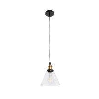 GLOBOSTAR® BINGLEY 01169 Vintage Κρεμαστό Φωτιστικό Οροφής με Ντουί 1 x E27 AC 220-240V IP20 - Διάφανο & Χρυσό - Μ18 x Π18 x Υ20cm