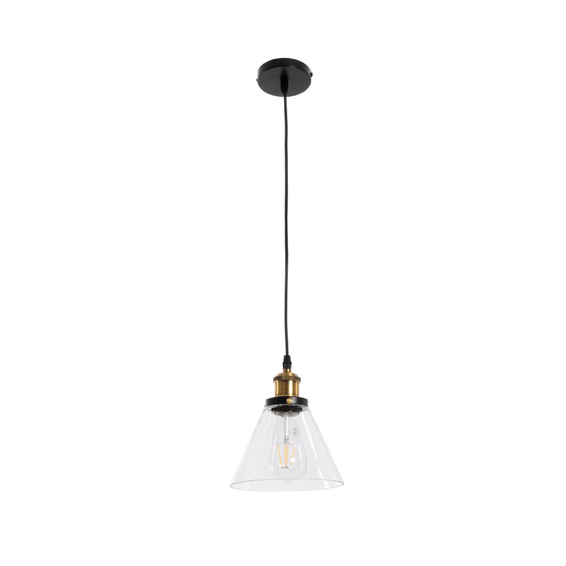 GLOBOSTAR® BINGLEY 01169 Vintage Κρεμαστό Φωτιστικό Οροφής με Ντουί 1 x E27 AC 220-240V IP20 - Διάφανο & Χρυσό - Μ18 x Π18 x Υ20cm