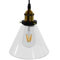 GLOBOSTAR® BINGLEY 01169 Vintage Κρεμαστό Φωτιστικό Οροφής με Ντουί 1 x E27 AC 220-240V IP20 - Διάφανο & Χρυσό - Μ18 x Π18 x Υ20cm