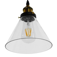 GLOBOSTAR® BINGLEY 01169 Vintage Κρεμαστό Φωτιστικό Οροφής με Ντουί 1 x E27 AC 220-240V IP20 - Διάφανο & Χρυσό - Μ18 x Π18 x Υ20cm